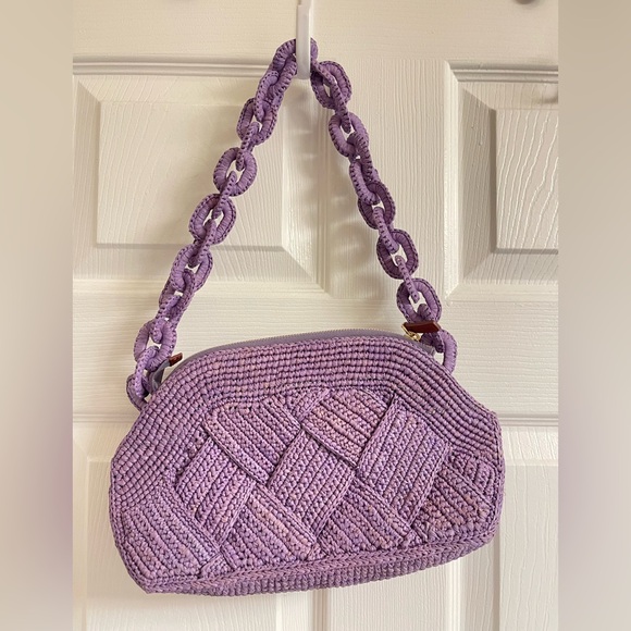 Sezane Isabelle Raffia Bag. Lilac. Excellent condition. Comes with bag. - Picture 4 of 8
